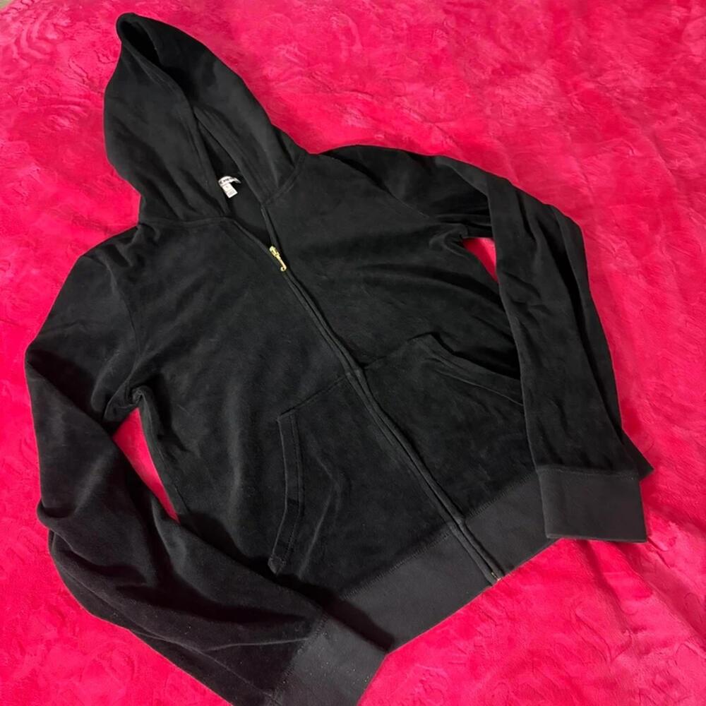 Juicy Couture Y2K Black Zip Up Velour Jacket